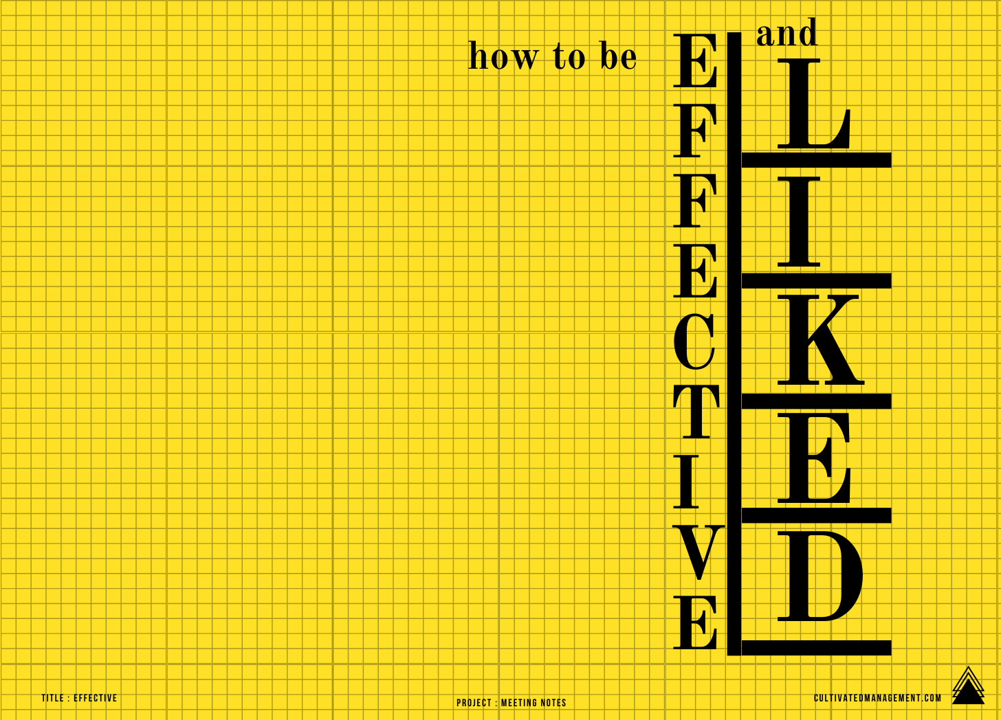 A cover art image showing the words effective and liked on a yellow background