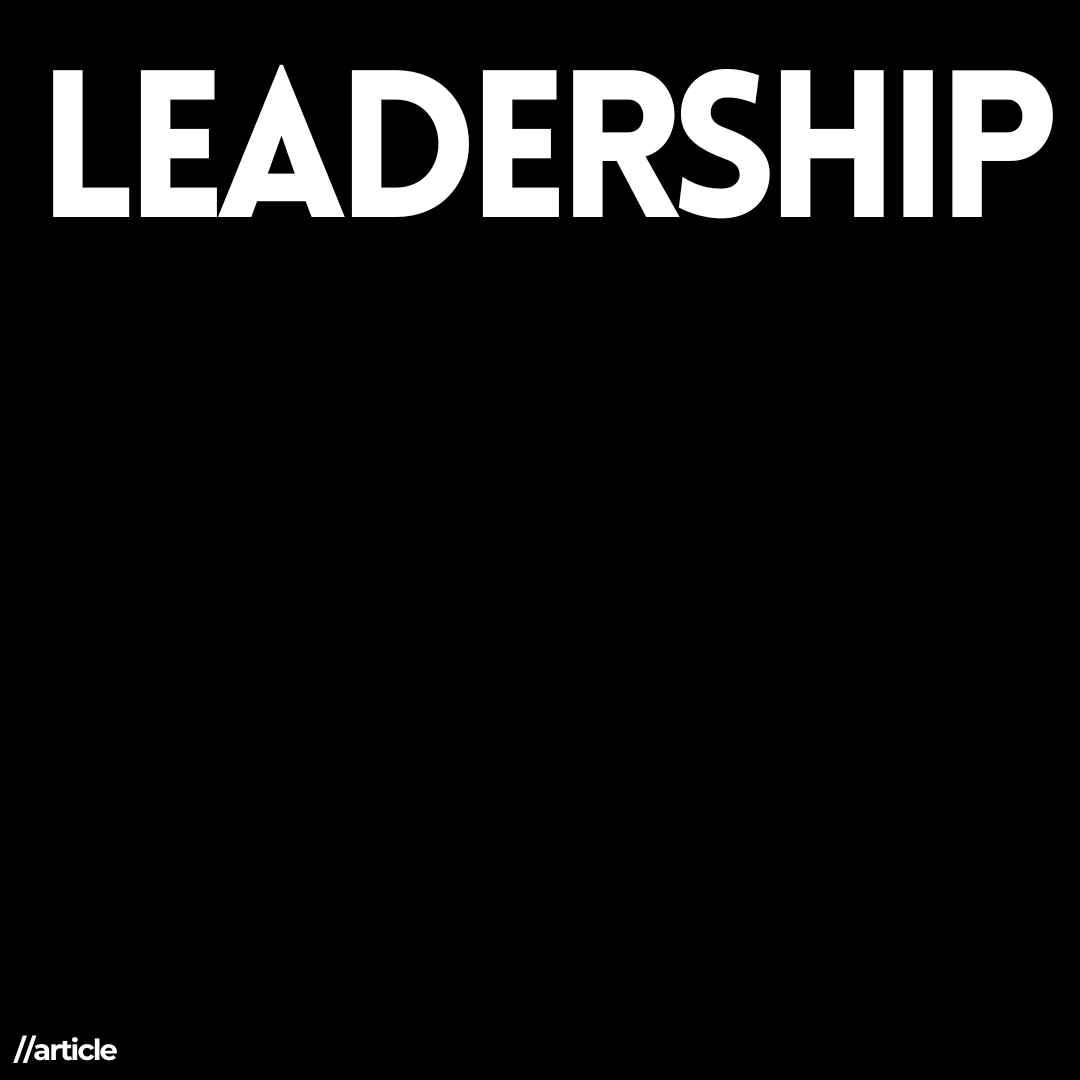 A black square with the word Leadership on it