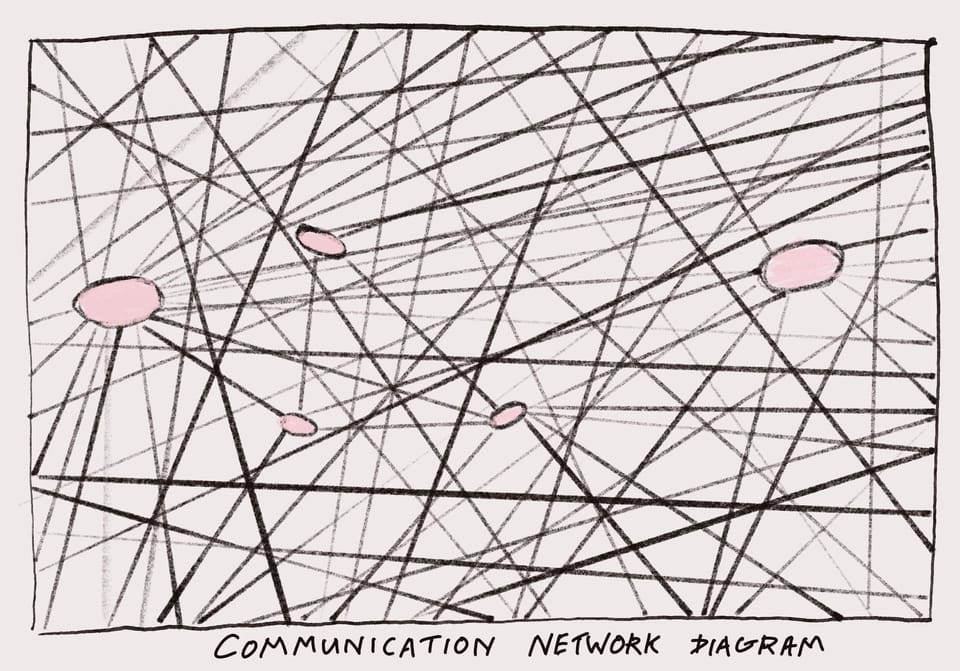 A digital graphic showing lots of lines all connected to each other to represent a communication network diagram