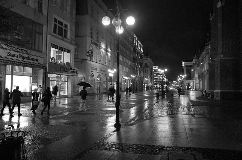 My team walking in Poland after a meal