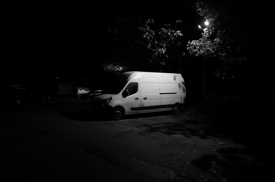 A photo of a white van