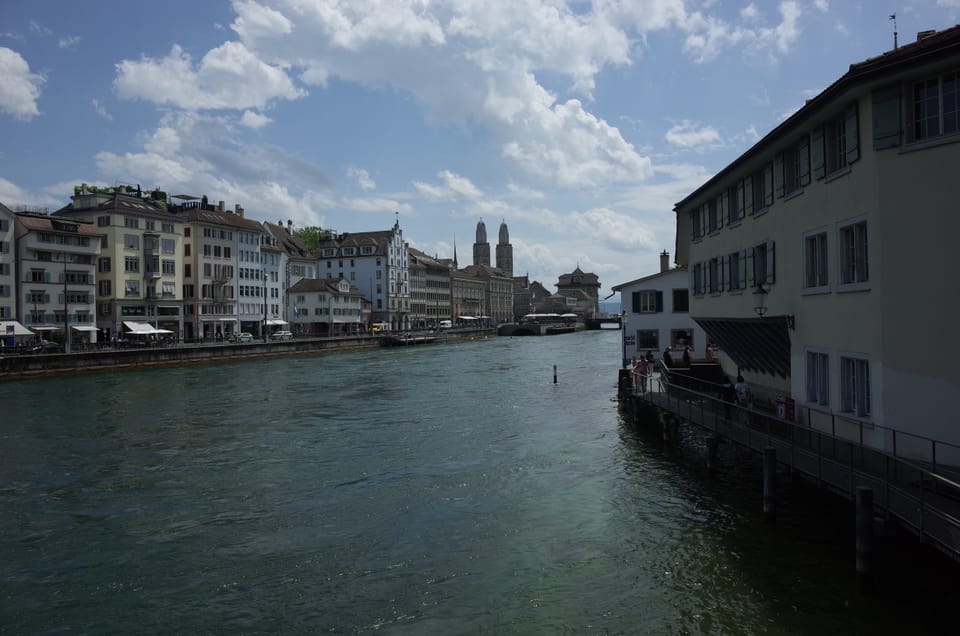 A photo of the river running through Zurich city centre