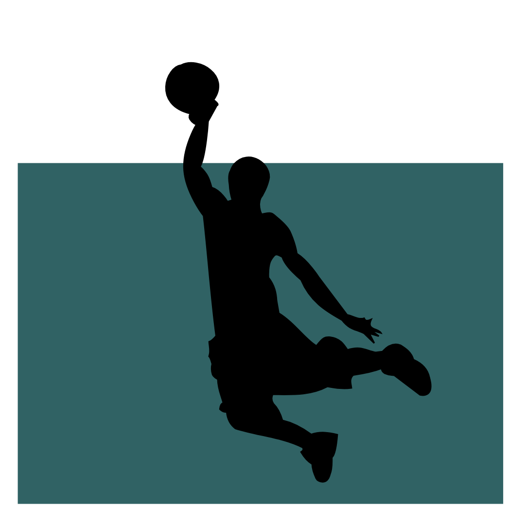 A graphic of a basketball playing in the air